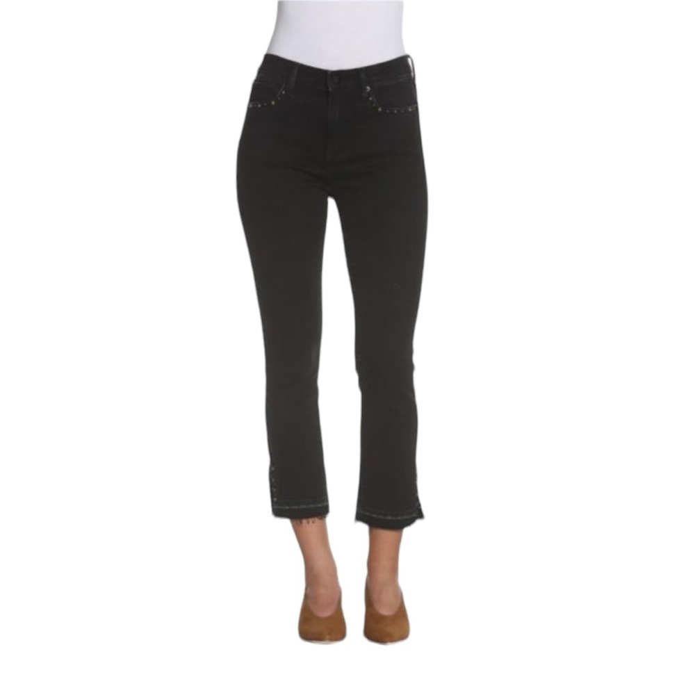 Driftwood - Amelia Black Studded Raw Hem Straight Crop Jeans Sz 33